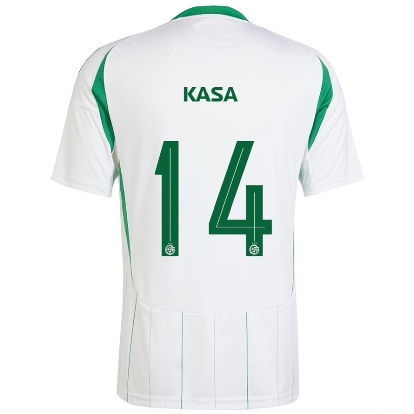 Kandiny Enfant Maillot Lior Kasa #14 Blanc Vert Tenues Extérieur 2024/25 T-Shirt