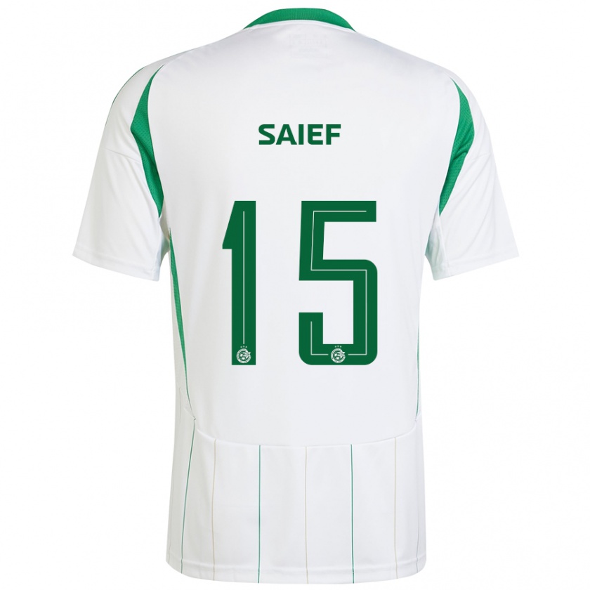 Kandiny Enfant Maillot Kenny Saief #15 Blanc Vert Tenues Extérieur 2024/25 T-Shirt