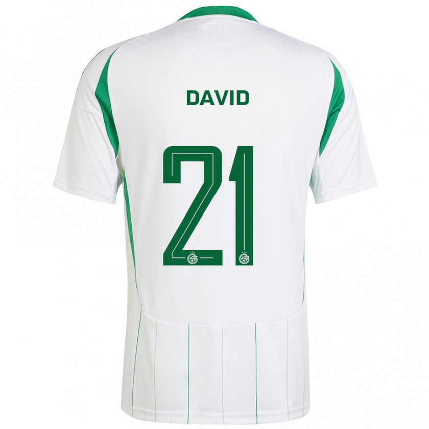 Kandiny Enfant Maillot Dean David #21 Blanc Vert Tenues Extérieur 2024/25 T-Shirt