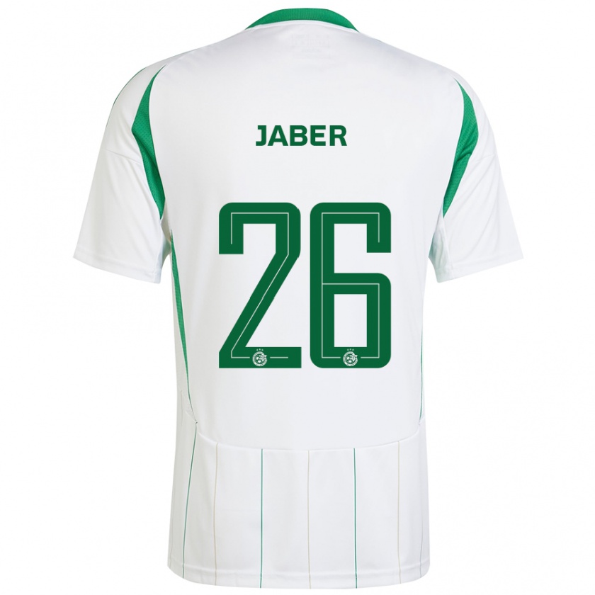 Kandiny Enfant Maillot Mahmoud Jaber #26 Blanc Vert Tenues Extérieur 2024/25 T-Shirt