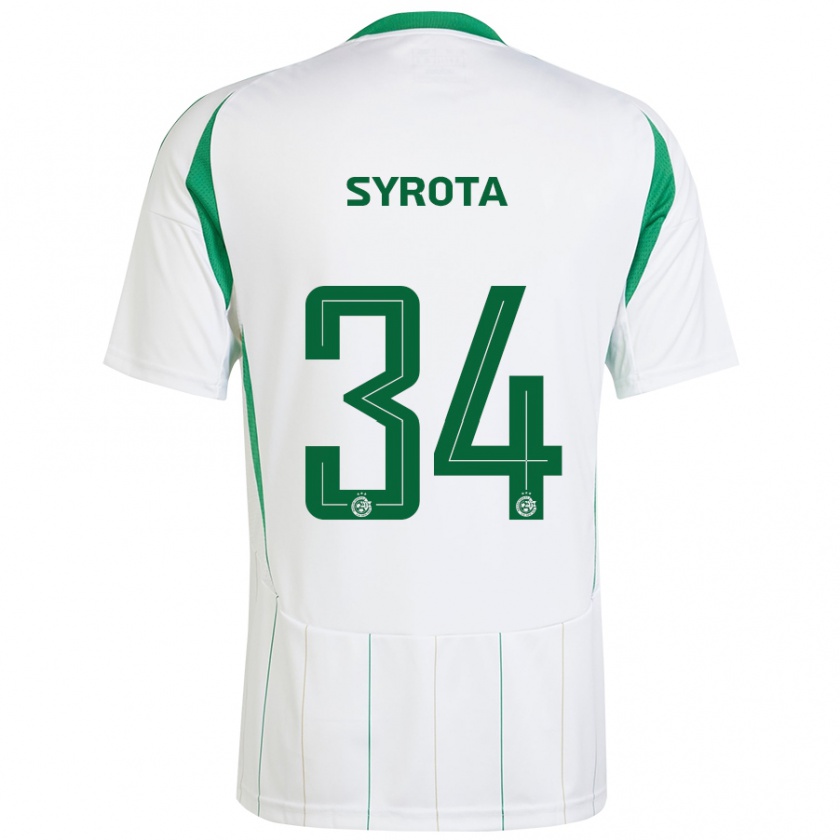 Kandiny Enfant Maillot Oleksandr Syrota #34 Blanc Vert Tenues Extérieur 2024/25 T-Shirt