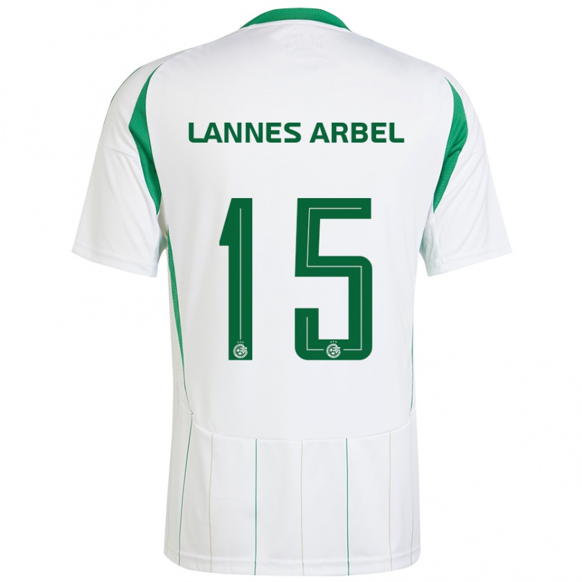 Kandiny Enfant Maillot Tomer Lannes Arbel #15 Blanc Vert Tenues Extérieur 2024/25 T-Shirt