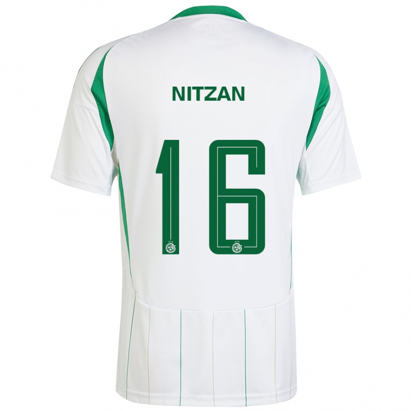 Kandiny Enfant Maillot Itamar Nitzan #16 Blanc Vert Tenues Extérieur 2024/25 T-Shirt