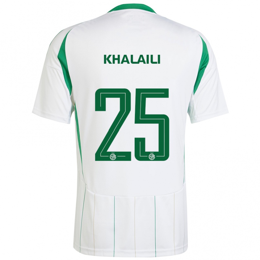 Kandiny Enfant Maillot Anan Khalaili #25 Blanc Vert Tenues Extérieur 2024/25 T-Shirt