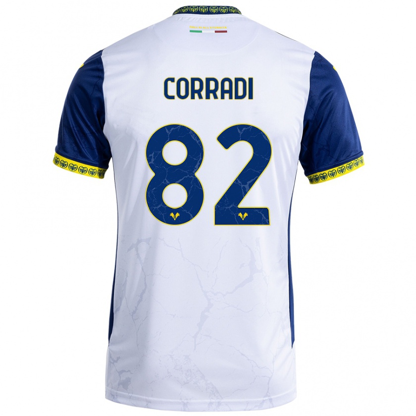 Kandiny Enfant Maillot Christian Corradi #82 Blanc Bleu Tenues Extérieur 2024/25 T-Shirt