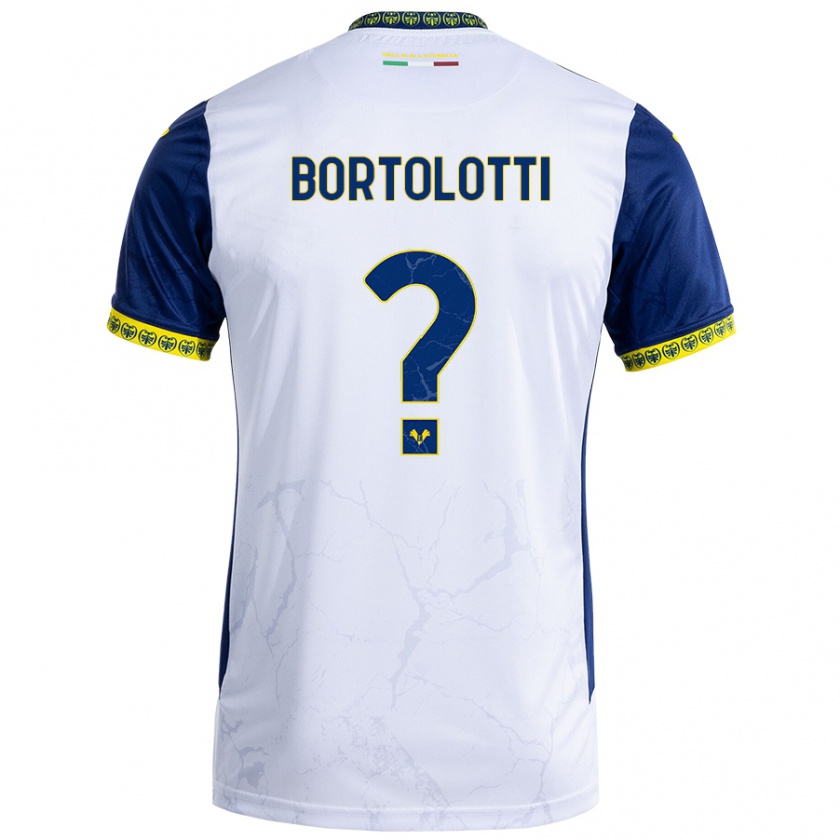 Kandiny Enfant Maillot Marco Bortolotti #0 Blanc Bleu Tenues Extérieur 2024/25 T-Shirt