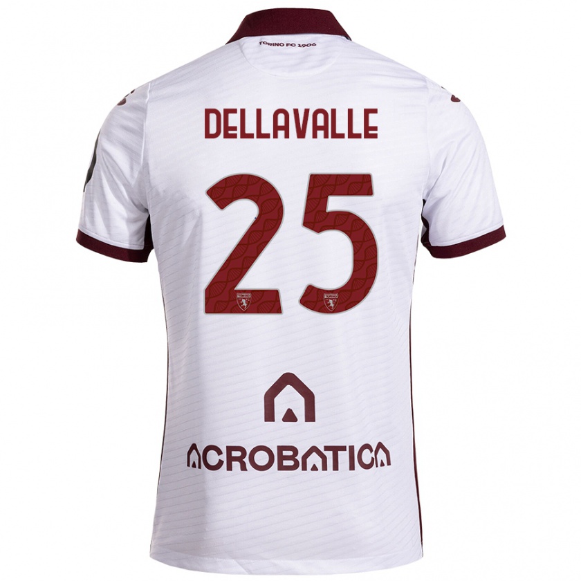 Kandiny Enfant Maillot Alessandro Dellavalle #25 Blanc Marron Tenues Extérieur 2024/25 T-Shirt