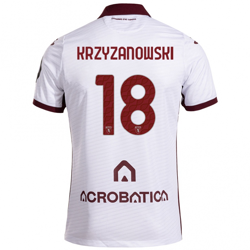 Kandiny Enfant Maillot Jakub Krzyzanowski #18 Blanc Marron Tenues Extérieur 2024/25 T-Shirt