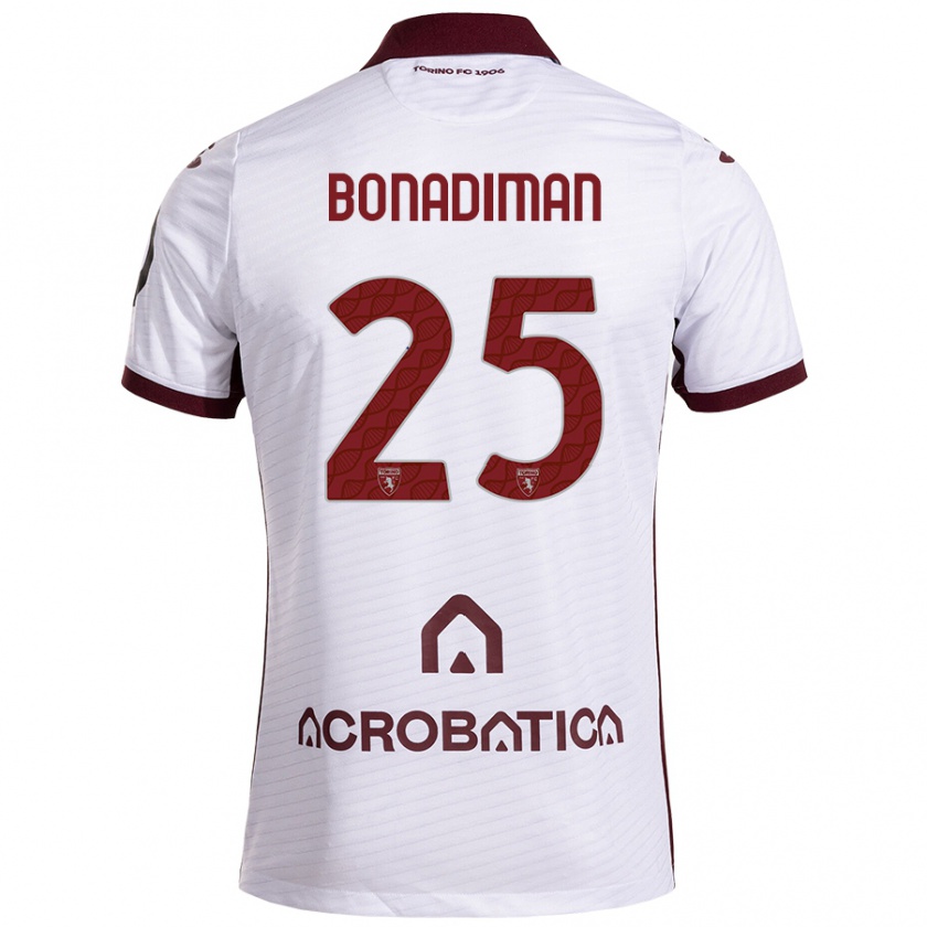 Kandiny Enfant Maillot Matteo Bonadiman #25 Blanc Marron Tenues Extérieur 2024/25 T-Shirt