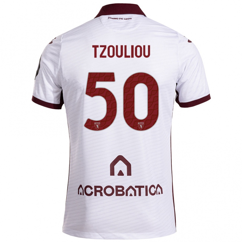 Kandiny Enfant Maillot Dimitrianos Tzouliou #50 Blanc Marron Tenues Extérieur 2024/25 T-Shirt