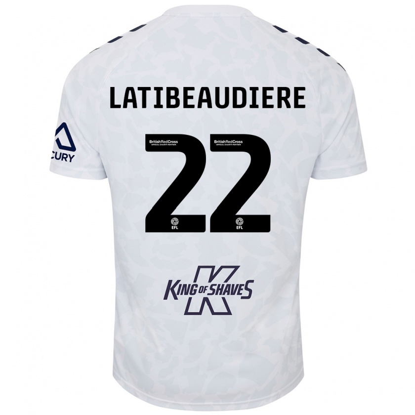 Kandiny Enfant Maillot Joel Latibeaudiere #22 Blanc Tenues Extérieur 2024/25 T-Shirt