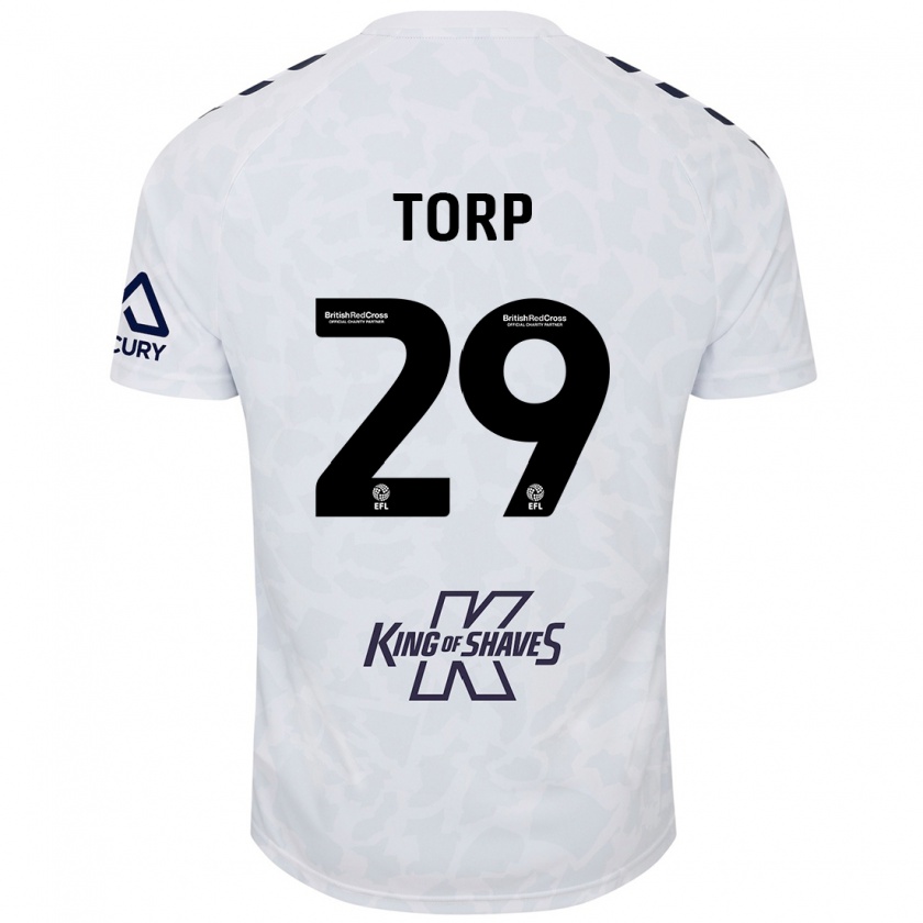 Kandiny Enfant Maillot Victor Torp #29 Blanc Tenues Extérieur 2024/25 T-Shirt