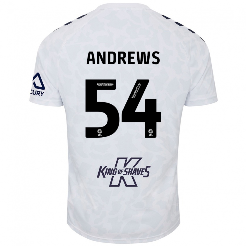 Kandiny Enfant Maillot Kai Andrews #54 Blanc Tenues Extérieur 2024/25 T-Shirt