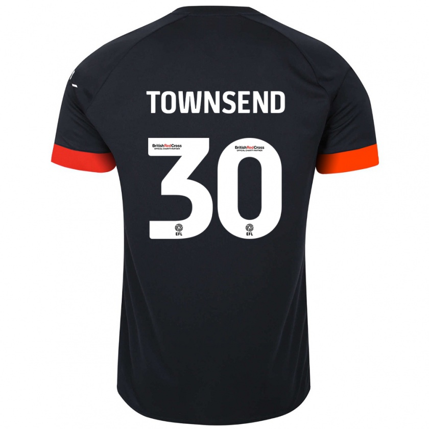 Kandiny Enfant Maillot Andros Townsend #30 Noir Orange Tenues Extérieur 2024/25 T-Shirt