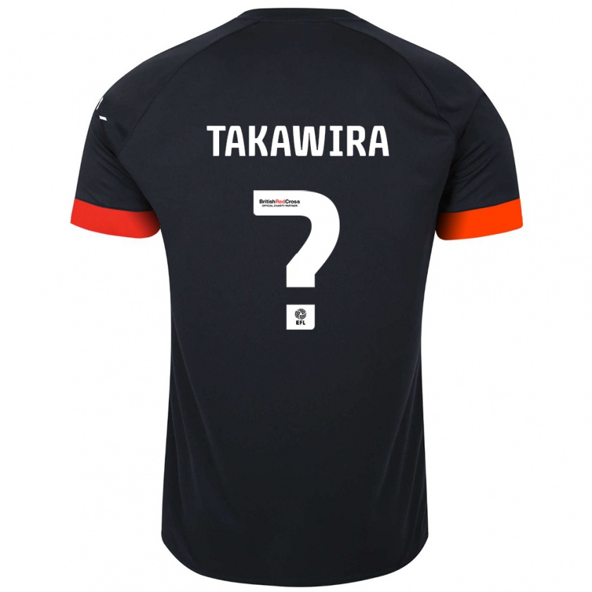 Kandiny Enfant Maillot Matthew Takawira #0 Noir Orange Tenues Extérieur 2024/25 T-Shirt