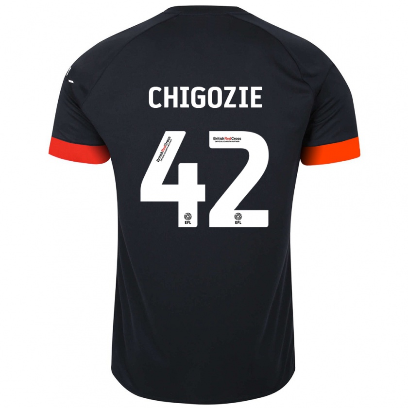 Kandiny Enfant Maillot Christian Chigozie #42 Noir Orange Tenues Extérieur 2024/25 T-Shirt