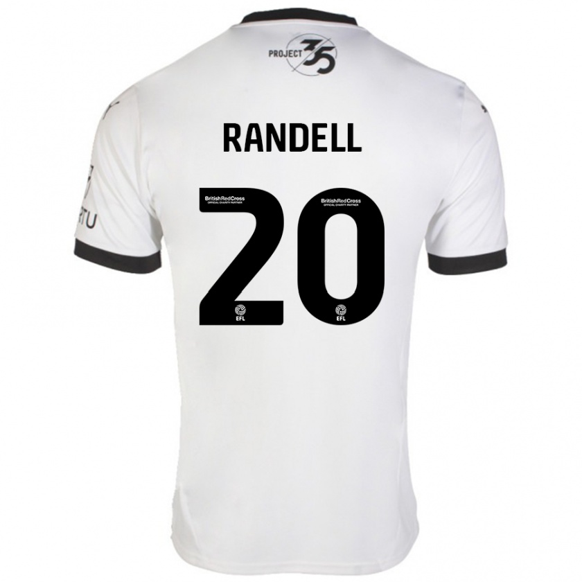 Kandiny Enfant Maillot Adam Randell #20 Blanc Noir Tenues Extérieur 2024/25 T-Shirt