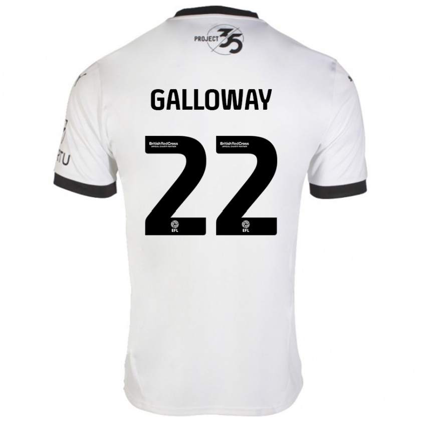 Kandiny Enfant Maillot Brendan Galloway #22 Blanc Noir Tenues Extérieur 2024/25 T-Shirt