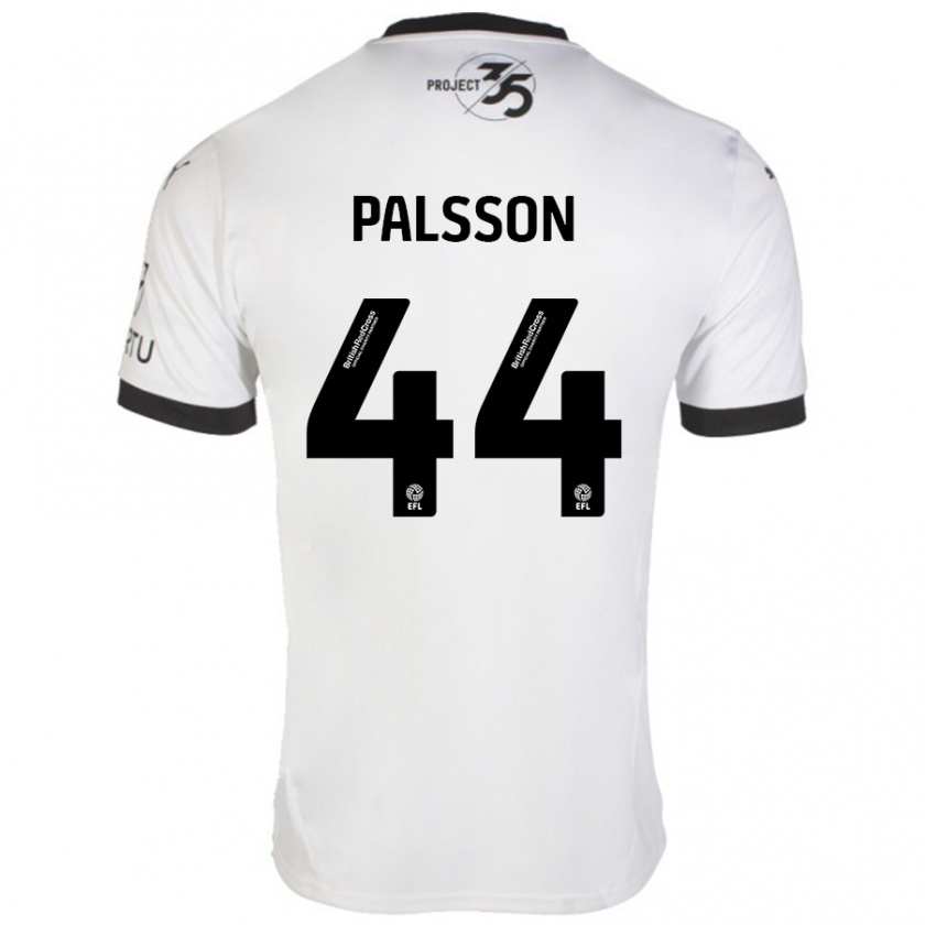 Kandiny Enfant Maillot Victor Pálsson #44 Blanc Noir Tenues Extérieur 2024/25 T-Shirt