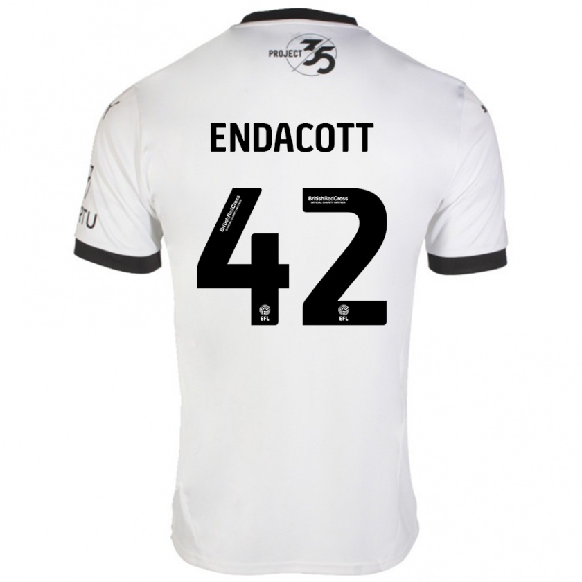 Kandiny Enfant Maillot Jack Endacott #42 Blanc Noir Tenues Extérieur 2024/25 T-Shirt