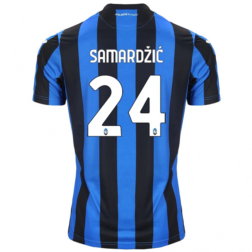 Kandiny Homme Maillot Lazar Samardžić #24 Bleu Noir Tenues Domicile 2024/25 T-Shirt