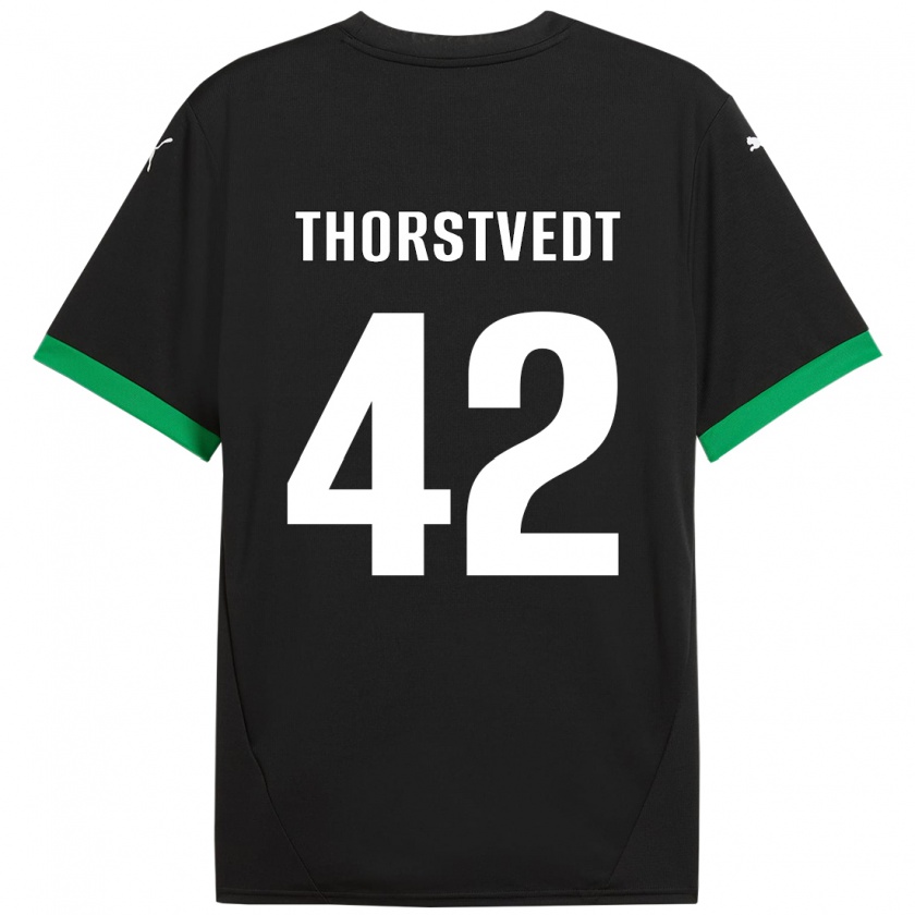 Kandiny Homme Maillot Kristian Thorstvedt #42 Noir Vert Foncé Tenues Domicile 2024/25 T-Shirt