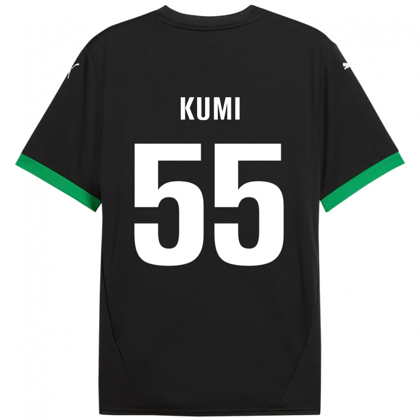 Kandiny Homme Maillot Justin Kumi #55 Noir Vert Foncé Tenues Domicile 2024/25 T-Shirt