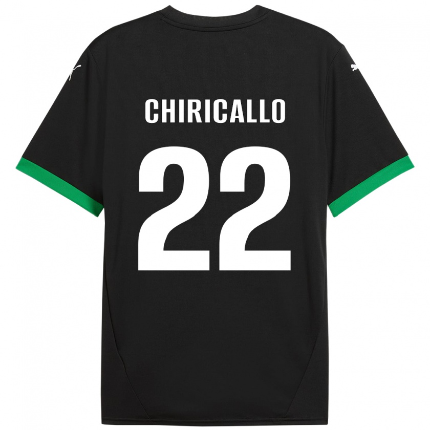 Kandiny Homme Maillot Giovanni Chiricallo #22 Noir Vert Foncé Tenues Domicile 2024/25 T-Shirt