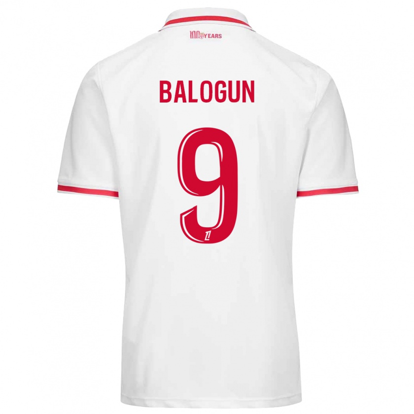 Kandiny Homme Maillot Folarin Balogun #9 Blanc Rouge Tenues Domicile 2024/25 T-Shirt