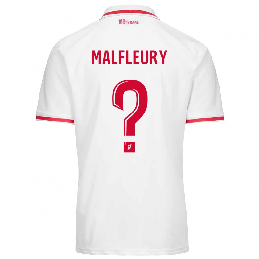 Kandiny Homme Maillot Geoffrey Malfleury #0 Blanc Rouge Tenues Domicile 2024/25 T-Shirt