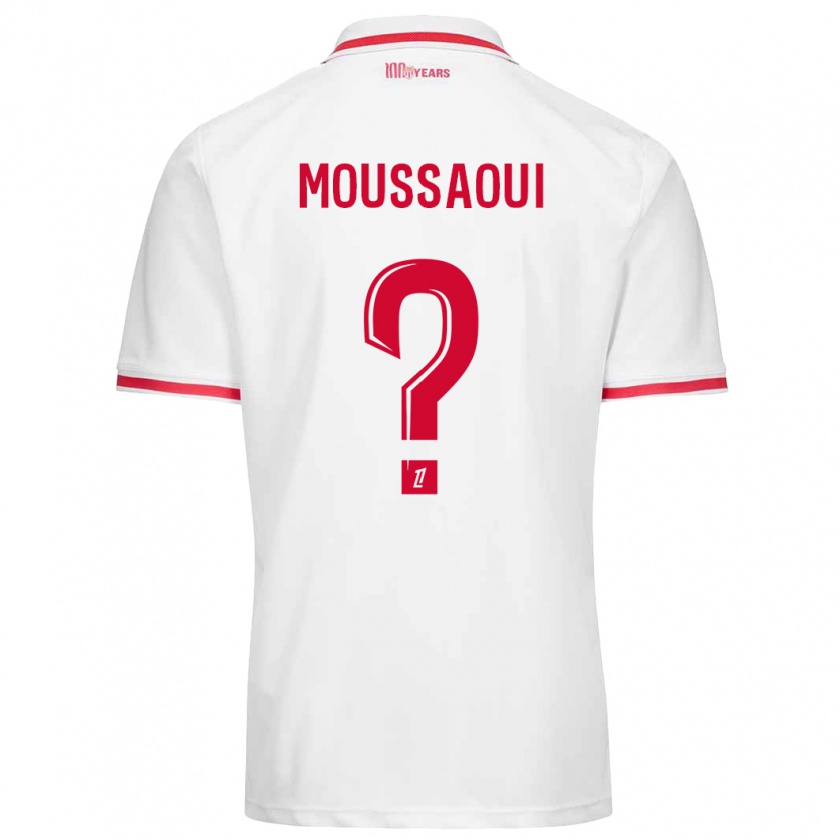 Kandiny Homme Maillot Wassim Moussaoui #0 Blanc Rouge Tenues Domicile 2024/25 T-Shirt