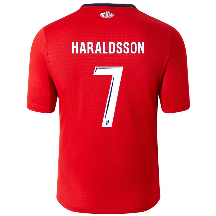 Kandiny Homme Maillot Hákon Arnar Haraldsson #7 Rouge Blanc Tenues Domicile 2024/25 T-Shirt