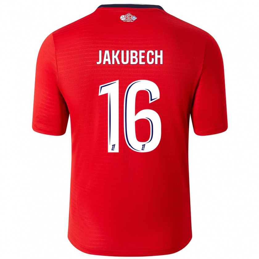 Kandiny Homme Maillot Adam Jakubech #16 Rouge Blanc Tenues Domicile 2024/25 T-Shirt