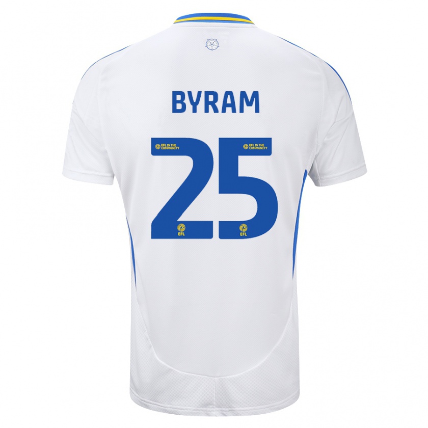 Kandiny Homme Maillot Sam Byram #25 Blanc Bleu Tenues Domicile 2024/25 T-Shirt