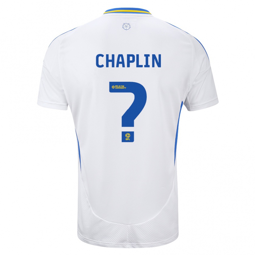 Kandiny Homme Maillot Rhys Chadwick-Chaplin #0 Blanc Bleu Tenues Domicile 2024/25 T-Shirt