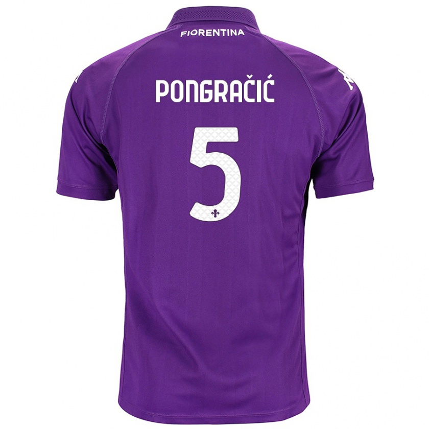 Kandiny Homme Maillot Marin Pongračić #5 Violet Tenues Domicile 2024/25 T-Shirt