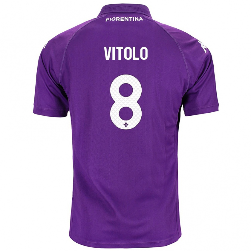 Kandiny Homme Maillot Federico Vitolo #8 Violet Tenues Domicile 2024/25 T-Shirt