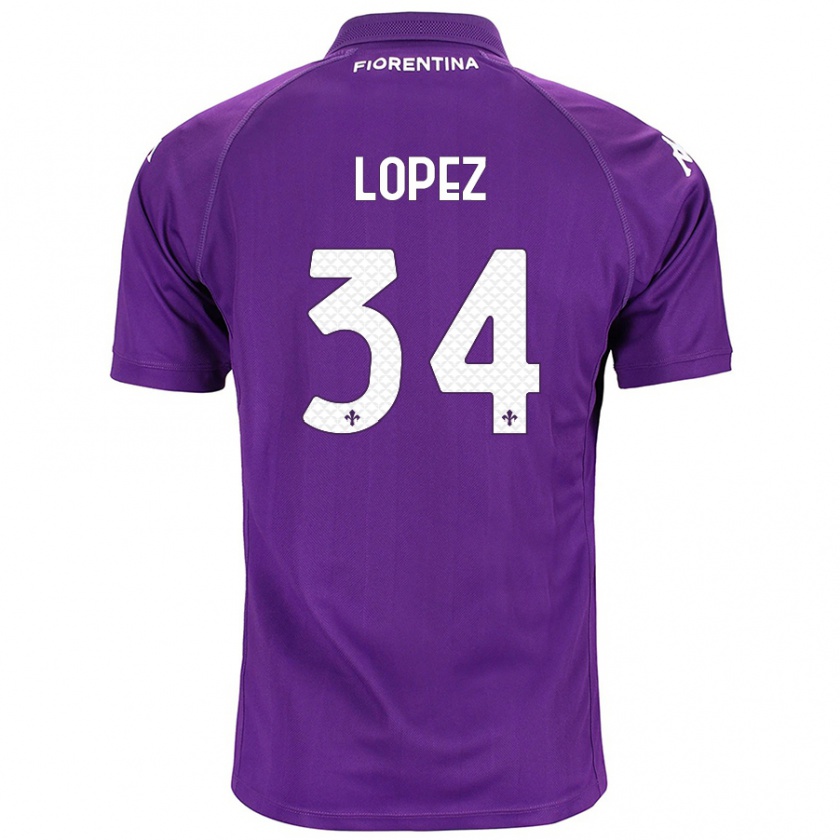 Kandiny Homme Maillot Lucas López #34 Violet Tenues Domicile 2024/25 T-Shirt