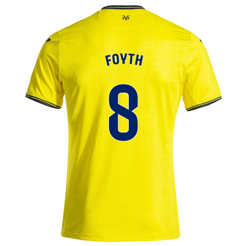 Kandiny Homme Maillot Juan Foyth #8 Jaune Noir Tenues Domicile 2024/25 T-Shirt