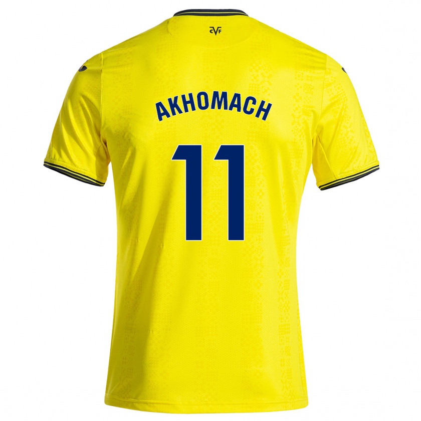 Kandiny Homme Maillot Ilias Akhomach #11 Jaune Noir Tenues Domicile 2024/25 T-Shirt