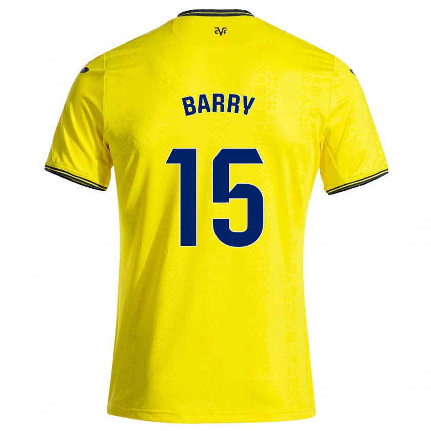 Kandiny Homme Maillot Thierno Barry #15 Jaune Noir Tenues Domicile 2024/25 T-Shirt