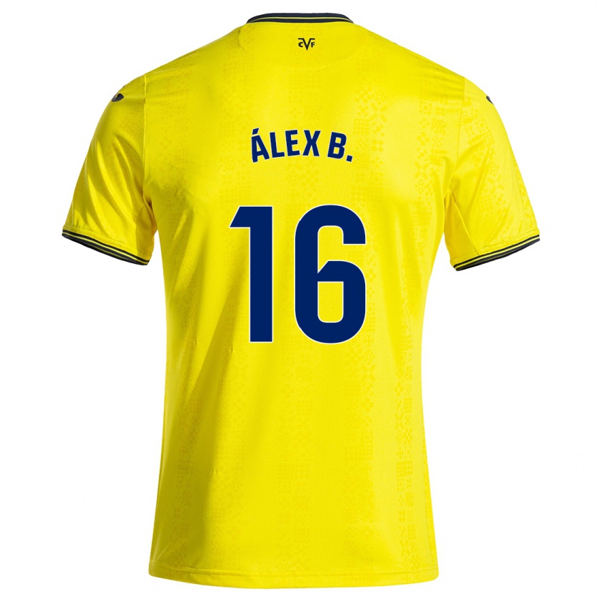 Kandiny Homme Maillot Álex Baena #16 Jaune Noir Tenues Domicile 2024/25 T-Shirt