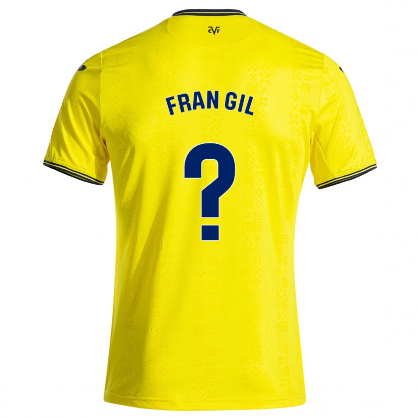 Kandiny Homme Maillot Fran Gil #0 Jaune Noir Tenues Domicile 2024/25 T-Shirt