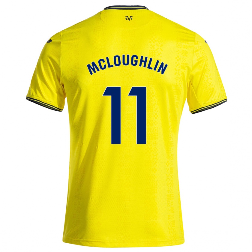 Kandiny Homme Maillot Caden Mcloughlin #11 Jaune Noir Tenues Domicile 2024/25 T-Shirt