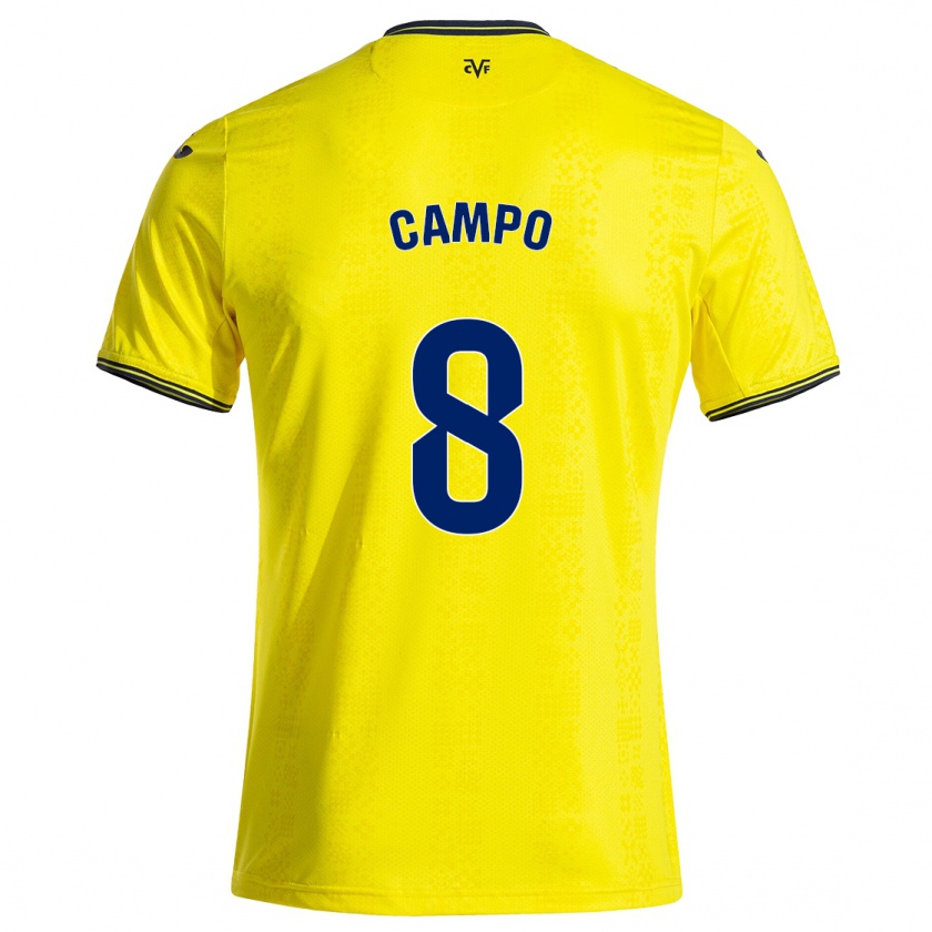 Kandiny Homme Maillot Ainoa Campo #8 Jaune Noir Tenues Domicile 2024/25 T-Shirt