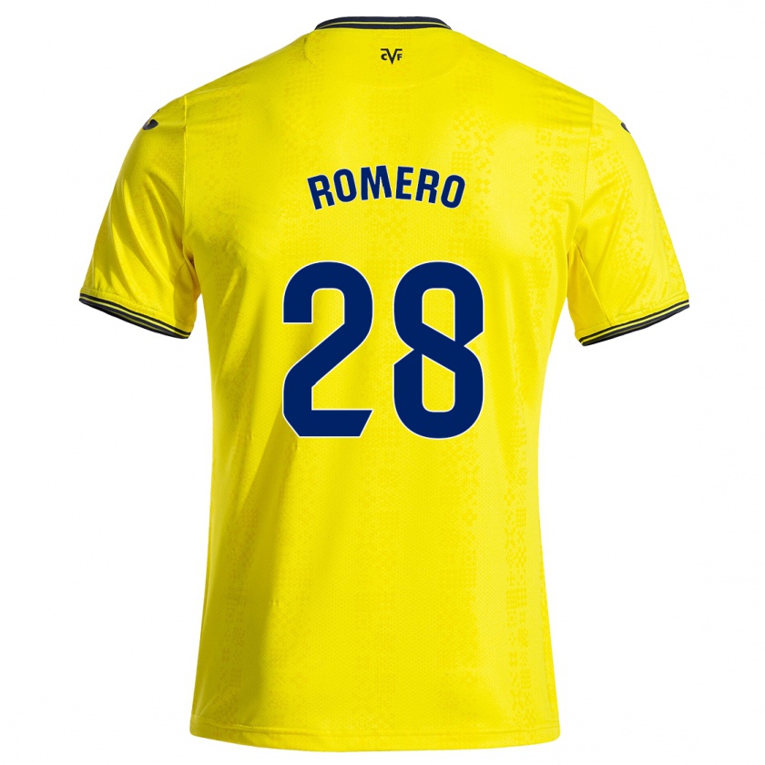 Kandiny Homme Maillot María Romero #28 Jaune Noir Tenues Domicile 2024/25 T-Shirt