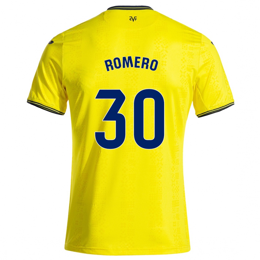 Kandiny Homme Maillot Lucía Romero #30 Jaune Noir Tenues Domicile 2024/25 T-Shirt