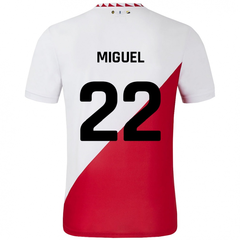 Kandiny Homme Maillot Miguel Rodríguez #22 Blanc Rouge Tenues Domicile 2024/25 T-Shirt