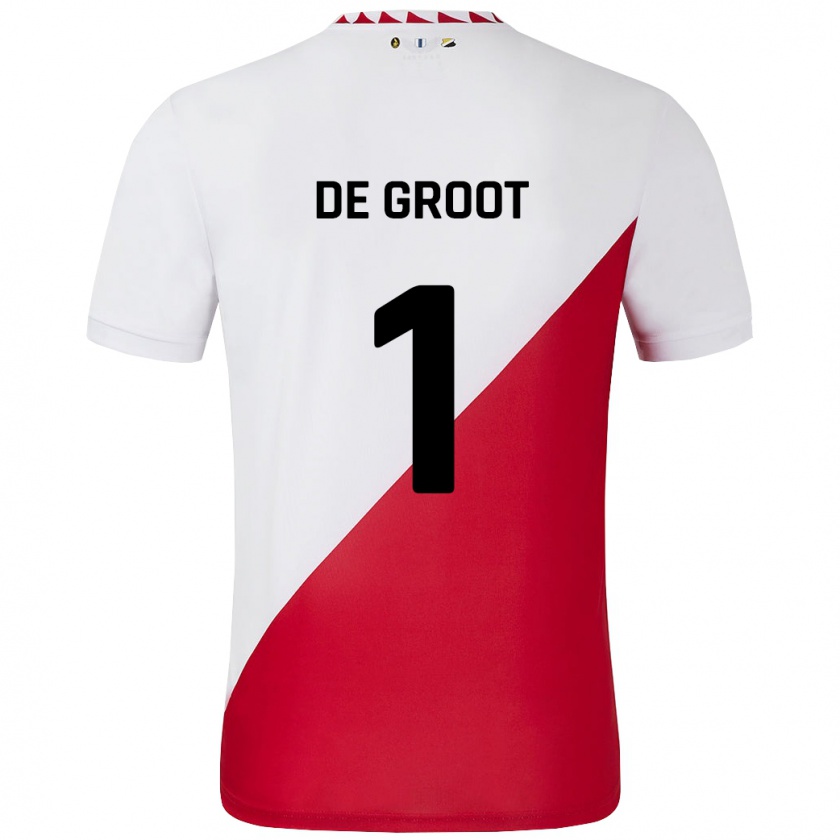 Kandiny Homme Maillot Jasmijn De Groot #1 Blanc Rouge Tenues Domicile 2024/25 T-Shirt