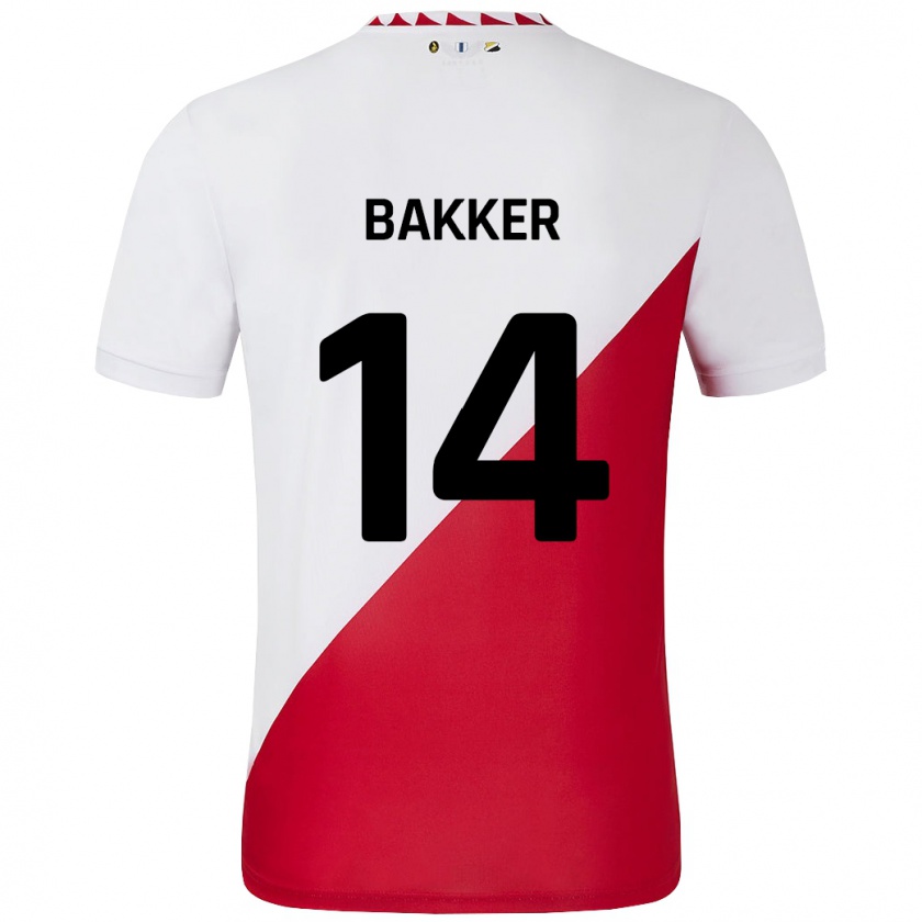 Kandiny Homme Maillot Eshly Bakker #14 Blanc Rouge Tenues Domicile 2024/25 T-Shirt